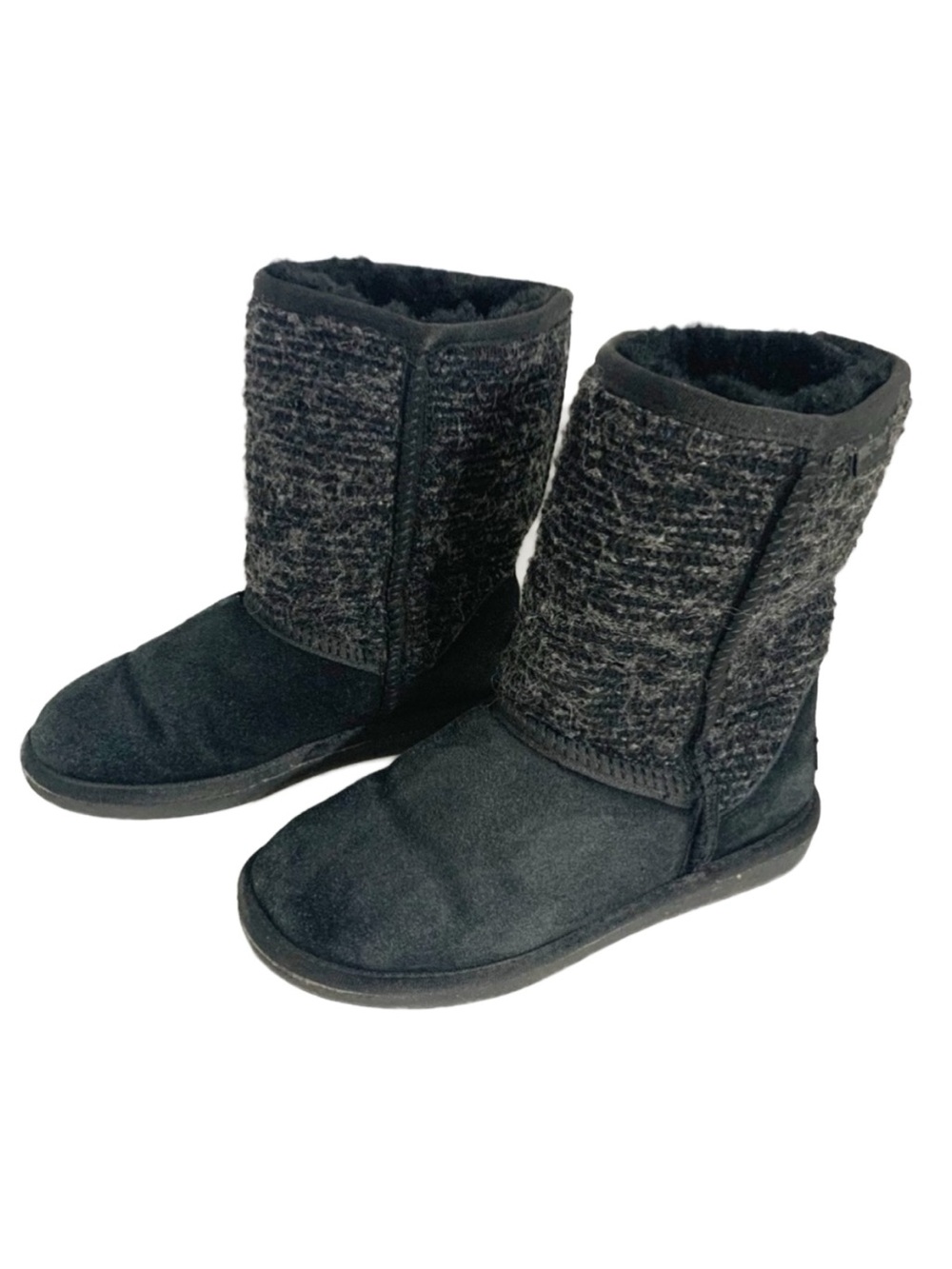 Minnetonka Suede Upper Wool Blend Sheepskin Lining Boot with Woven Top Size 6